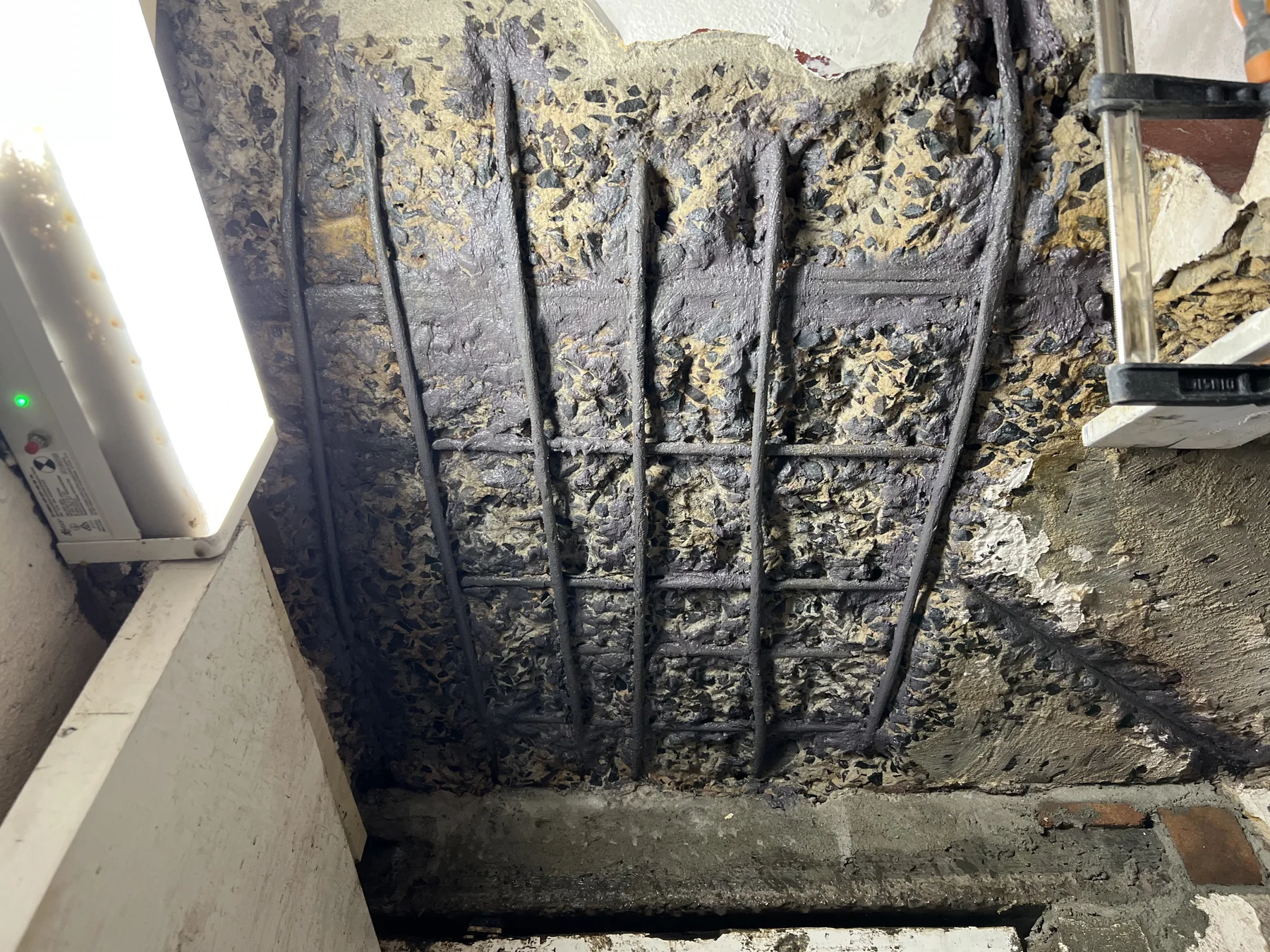 Prepared concrete and reinforcement at the stair structure