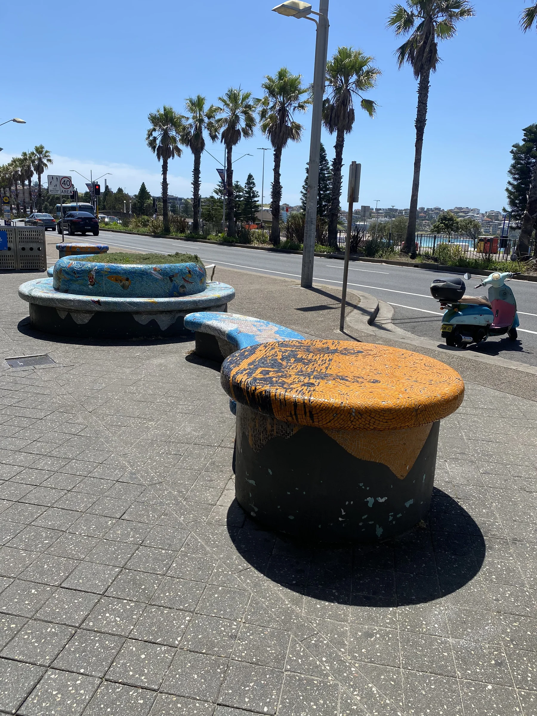 The seating installation within the public promenade